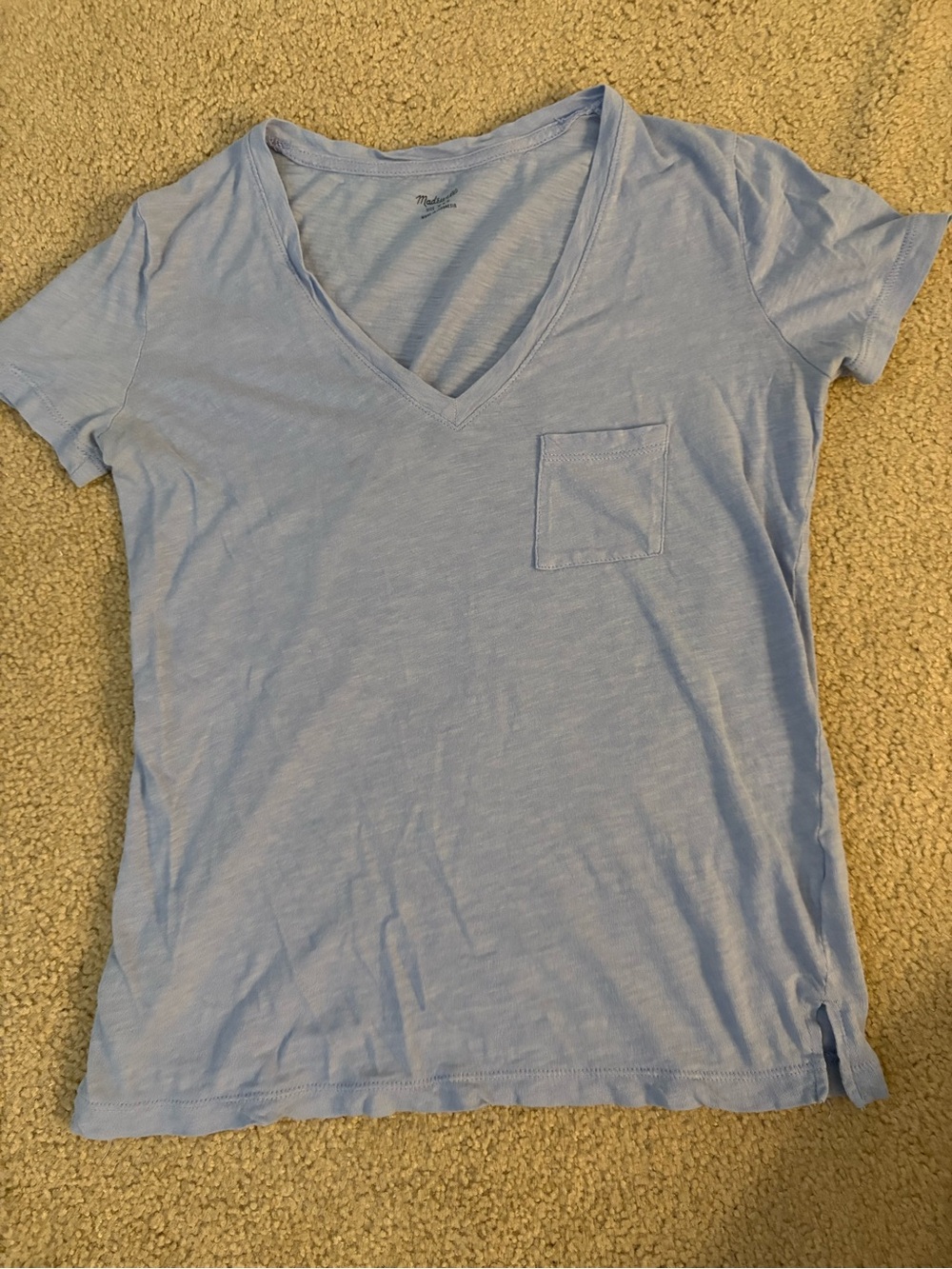 Madewell Light Blue V-Neck Pocket Tee
